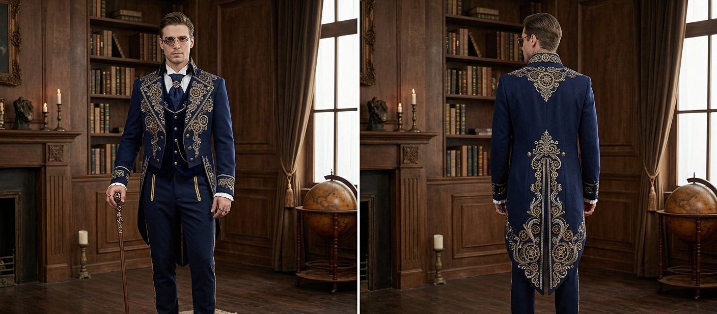 Men 2pc French Rococo Fashion 18th Century Suit Costume(HS) Bespoke Point