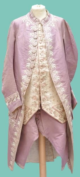 Men 3pc French Rococo Fashion 18th Century Suit Costume Hand Embroidery Free Lace Jabots & Cuff (HS-79) Bespoke Point