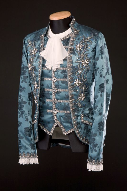 Men 3pc French Rococo Fashion 18th Century Suit Costume Hand Embroidery Free Lace Jabots & Cuff (HS-143) Bespoke Point