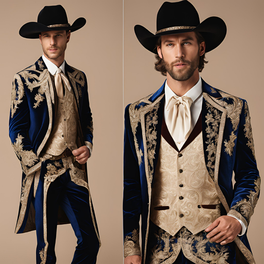 Men 2pc Ivory Embroidery Suit (NS-47) Bespoke Point