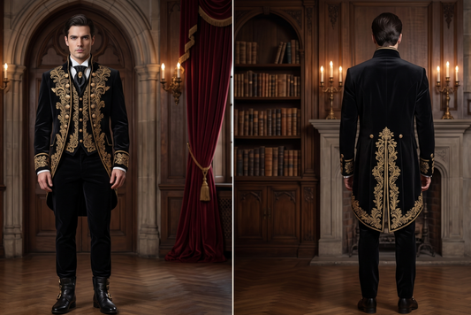 Men 2pc French Rococo Fashion 18th Century Suit Costume(HS) Bespoke Point