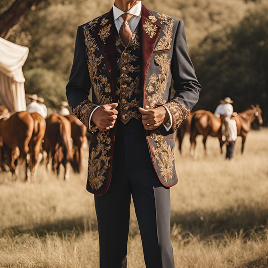 Men 2pc Ivory Embroidery Suit (NS-49) Bespoke Point