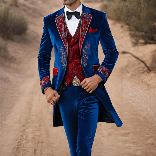 Men 2pc Ivory Embroidery Suit (NS-50) Bespoke Point