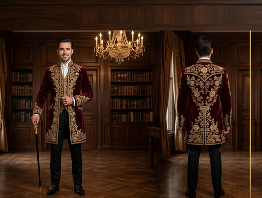 Men 2pc French Rococo Fashion 18th Century Suit Costume(HS) Bespoke Point