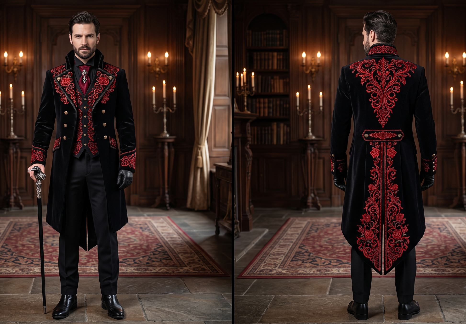 Men 2pc French Rococo Fashion 18th Century Suit Costume(HS) Bespoke Point