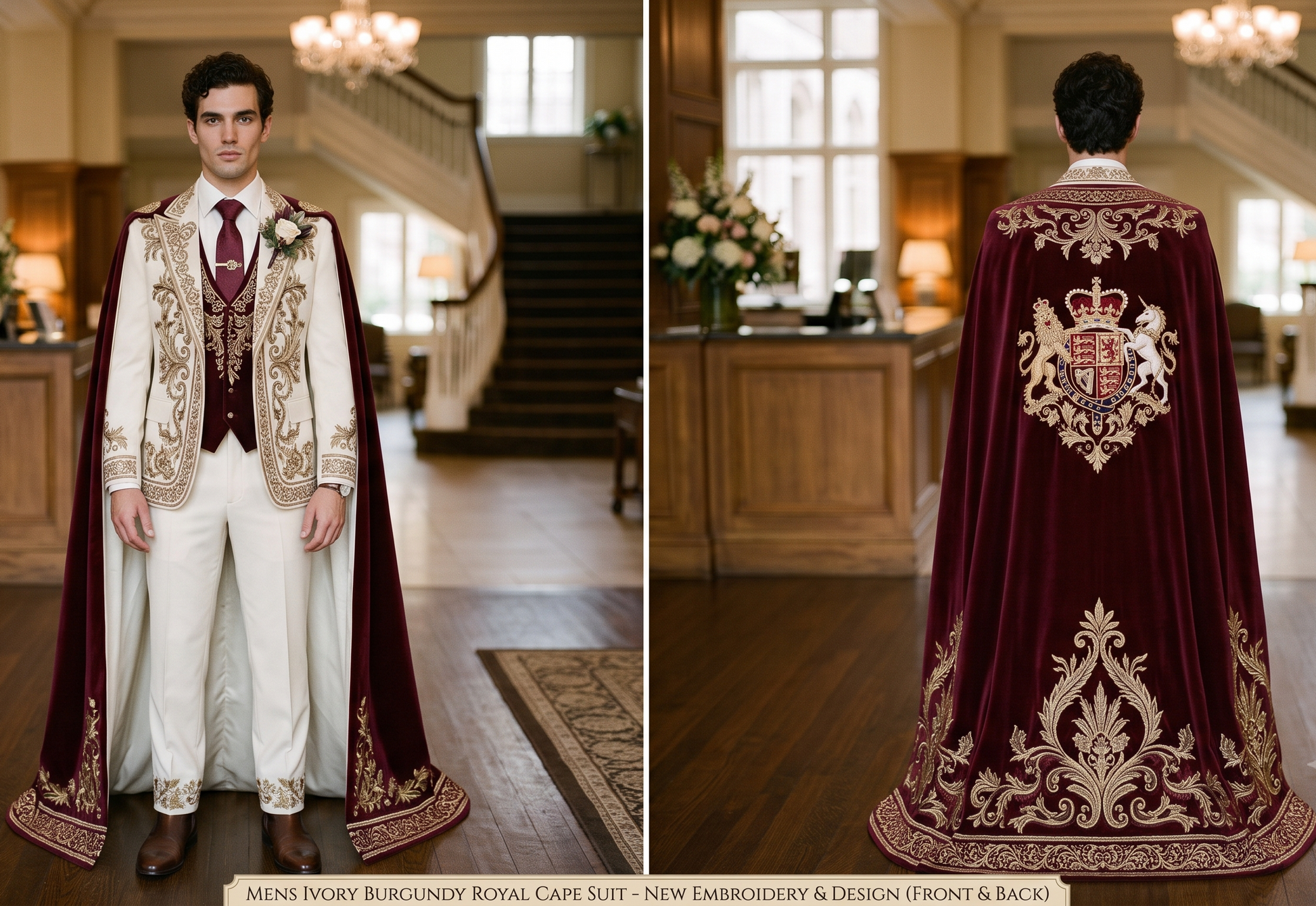 Men 2pc French Rococo Fashion 18th Century Suit Costume(HS) Bespoke Point