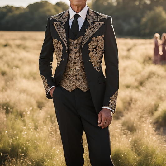 Men 2pc Ivory Embroidery Suit (NS-53) Bespoke Point