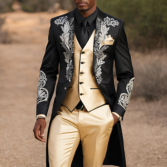 Men 2pc Ivory Embroidery Suit (NS-54) Bespoke Point