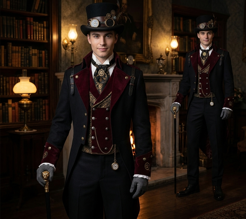 Men 2pc French Rococo Fashion 18th Century Suit Costume(HS) Bespoke Point