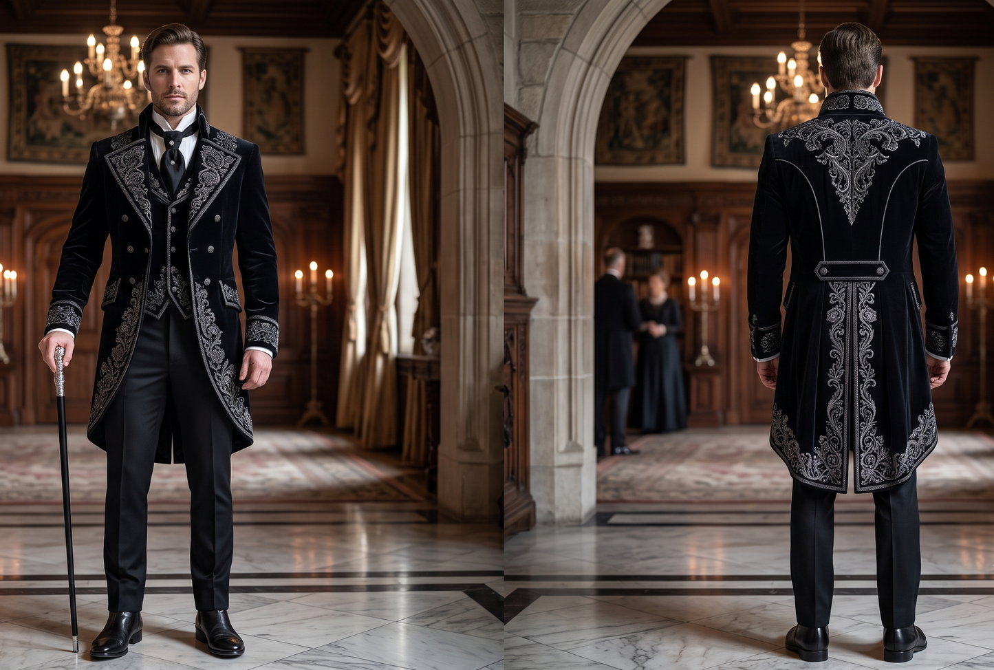 Men 2pc French Rococo Fashion 18th Century Suit Costume(HS) Bespoke Point