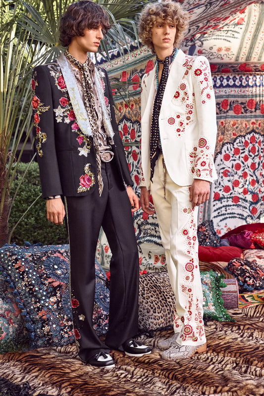 Men 2pc Ivory Embroidery Suit (NS-21) Bespoke Point