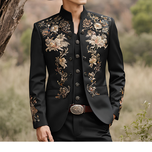 Men 2pc Ivory Embroidery Suit (NS-55) Bespoke Point