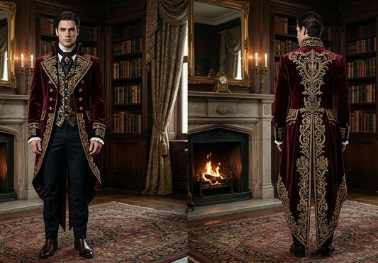 Men 2pc French Rococo Fashion 18th Century Suit Costume(HS) Bespoke Point