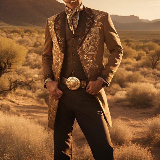 Men 3pc Brown Embroidery Suit (NS-528)