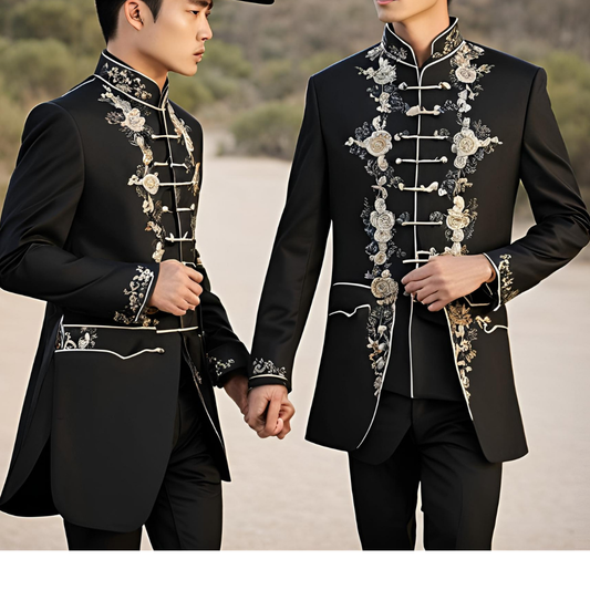 Men 2pc Ivory Embroidery Suit (NS-56) Bespoke Point