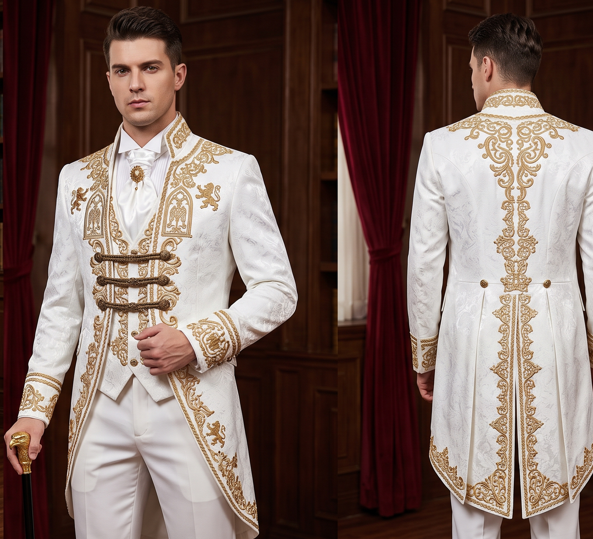 Men 2pc French Rococo Fashion 18th Century Suit Costume(HS) Bespoke Point