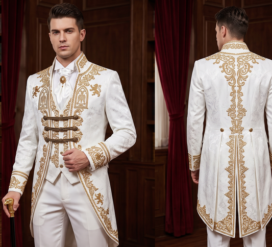 Men 2pc French Rococo Fashion 18th Century Suit Costume(HS) Bespoke Point