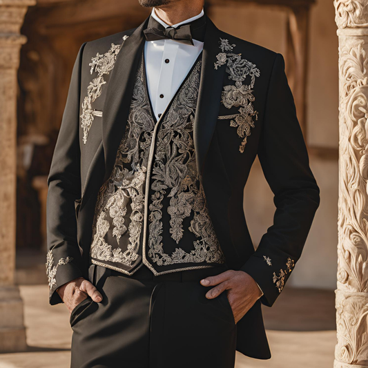 Men 2pc Ivory Embroidery Suit (NS-57) Bespoke Point