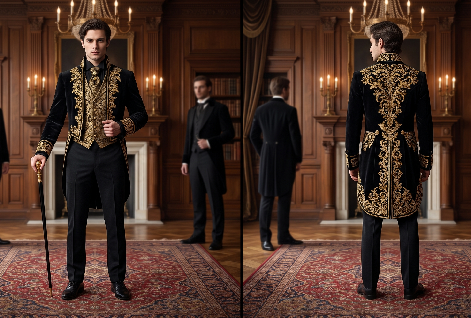 Men 2pc French Rococo Fashion 18th Century Suit Costume(HS) Bespoke Point