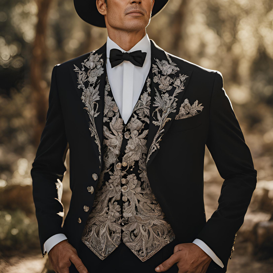 Men 2pc Ivory Embroidery Suit (NS-58) Bespoke Point