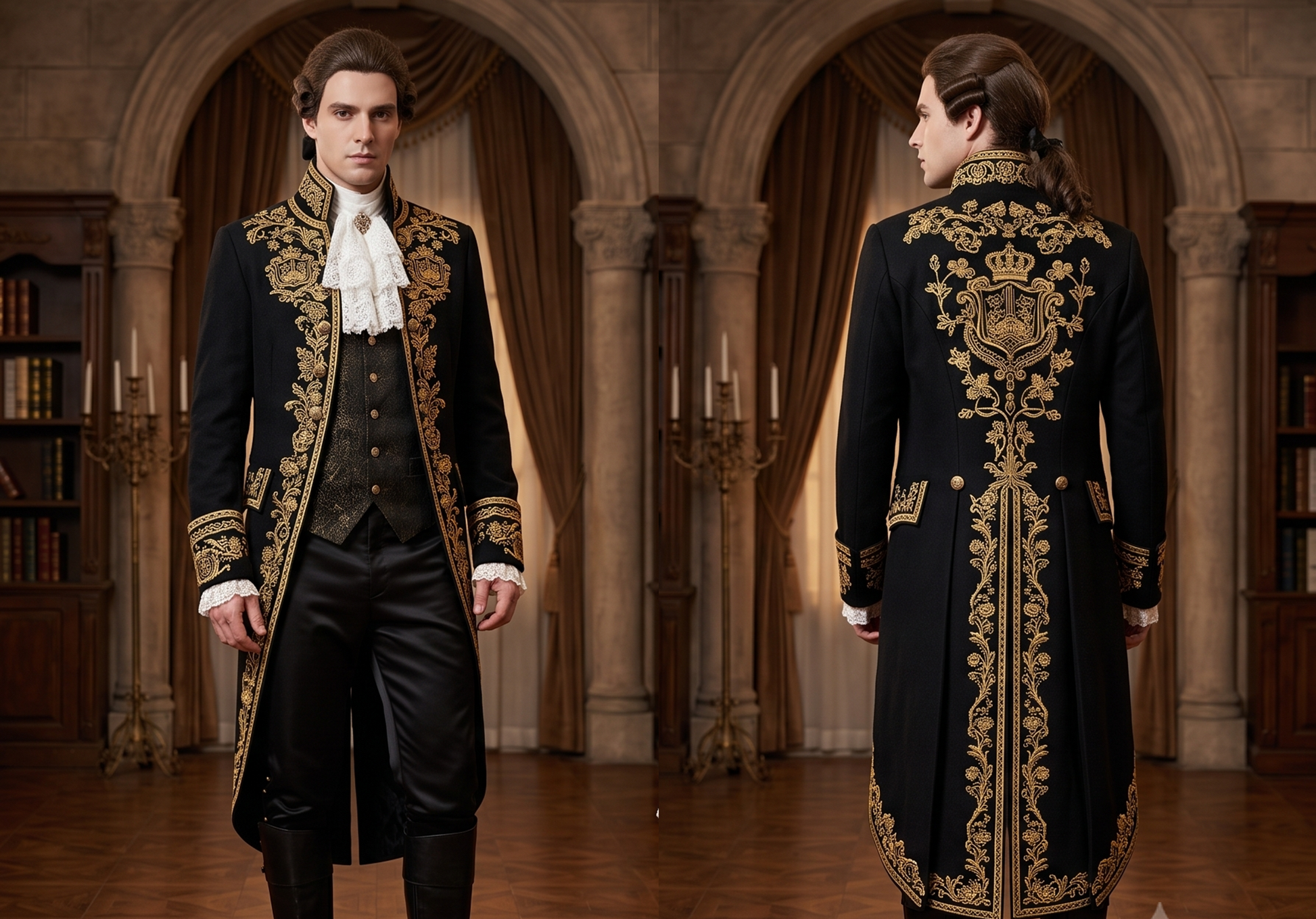 Men 2pc French Rococo Fashion 18th Century Suit Costume(HS) Bespoke Point