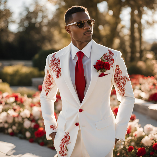 Men 2pc Ivory Embroidery Suit (NS-25) Bespoke Point