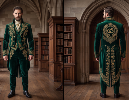 Men 2pc French Rococo Fashion 18th Century Suit Costume(HS) Bespoke Point