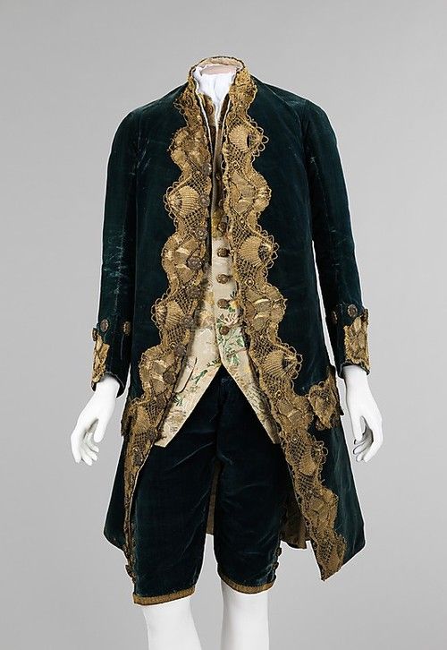 Men 3pc French Rococo Fashion 18th Century Suit Costume Hand Embroidery Free Lace Jabots & Cuff (HS-145) Bespoke Point