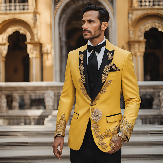 Men 2pc Ivory Embroidery Suit (NS-29) Bespoke Point