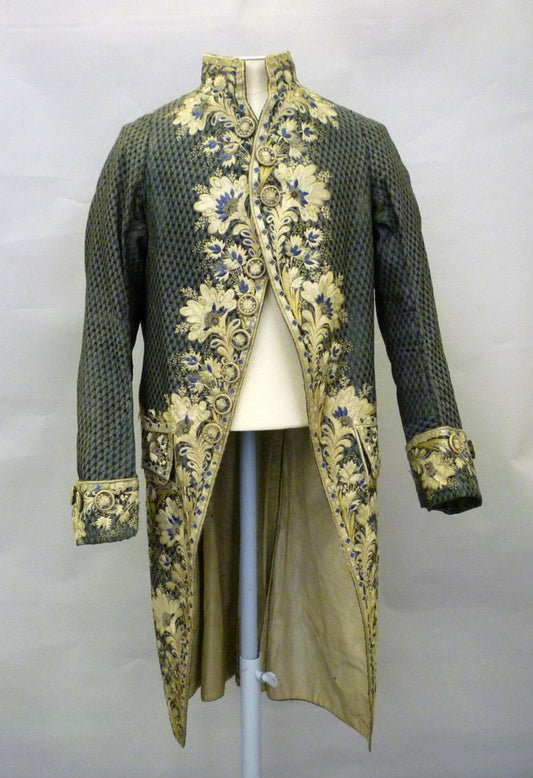 Men 3pc French Rococo Fashion 18th Century Suit Costume Hand Embroidery Free Lace Jabots & Cuff (HS-151) Bespoke Point