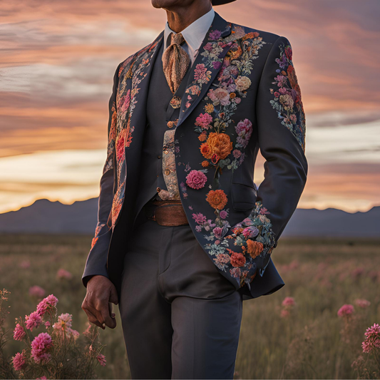 Men 2pc Ivory Embroidery Suit (NS-32) Bespoke Point