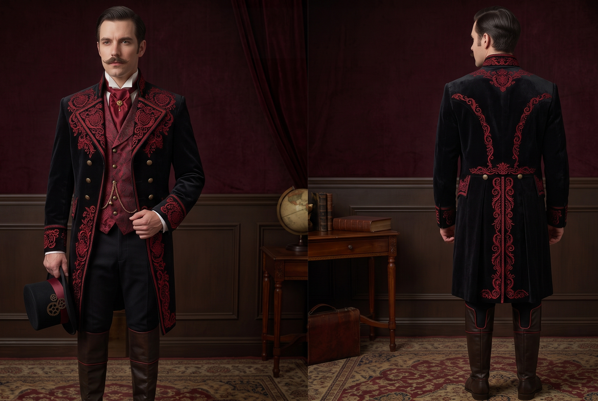 Men 2pc French Rococo Fashion 18th Century Suit Costume(HS) Bespoke Point