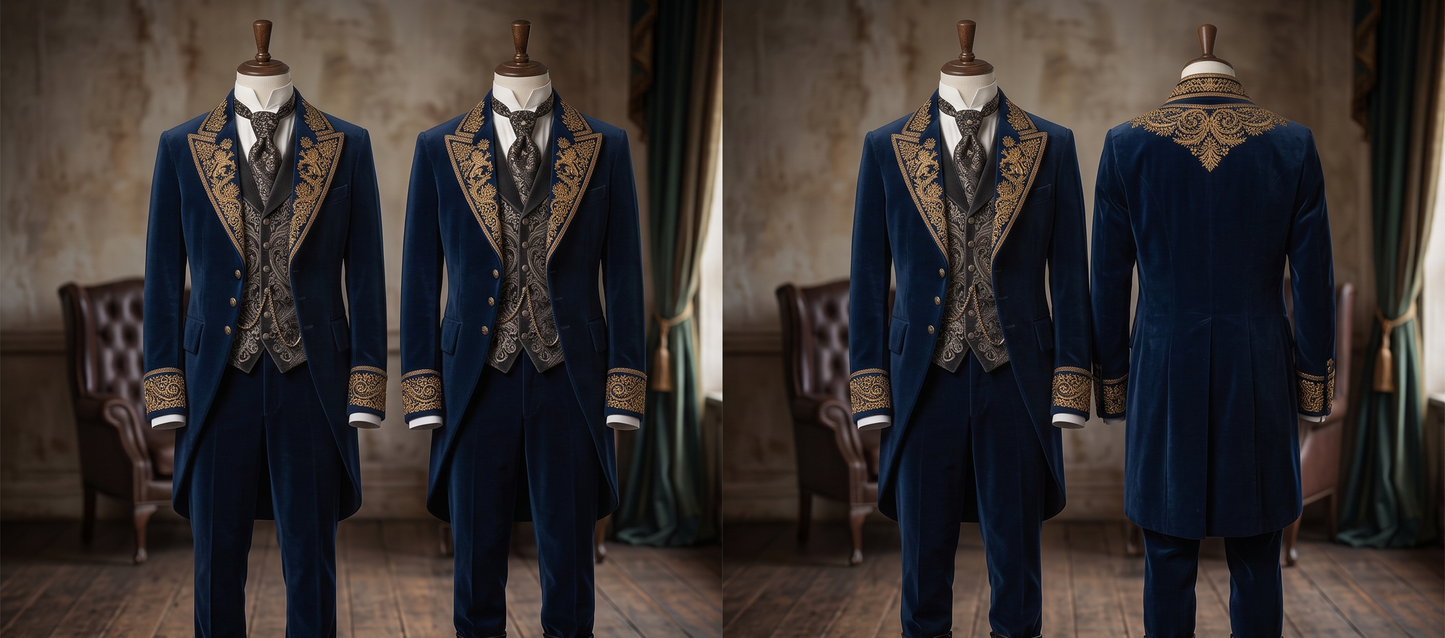 Men 2pc French Rococo Fashion 18th Century Suit Costume(HS) Bespoke Point