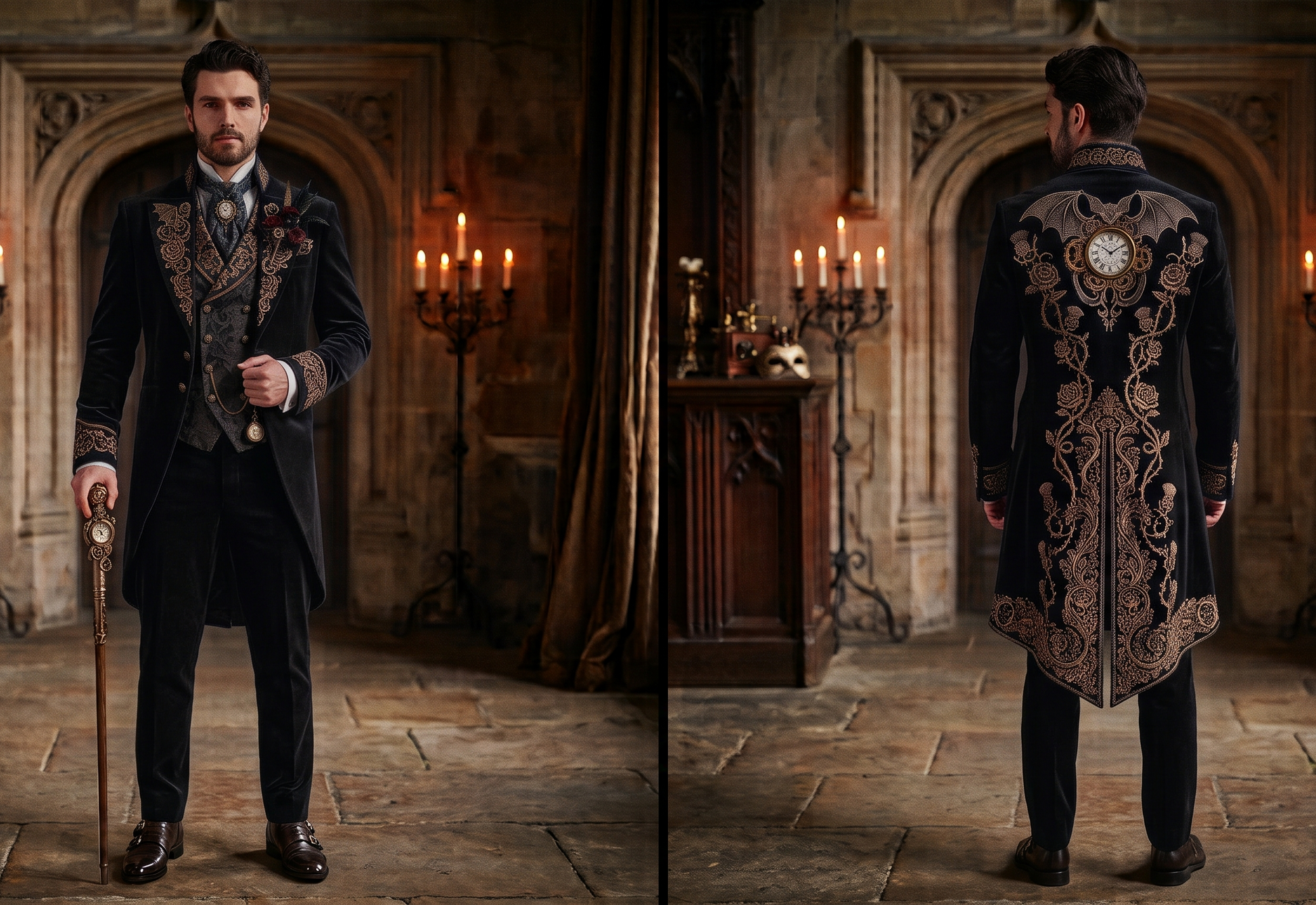 Men 2pc French Rococo Fashion 18th Century Suit Costume(HS) Bespoke Point