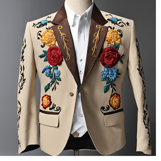 Men 2pc Ivory Embroidery Suit (NS-33) Bespoke Point