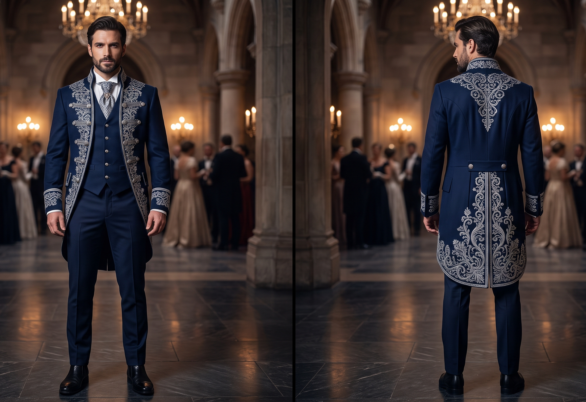Men 2pc French Rococo Fashion 18th Century Suit Costume(HS) Bespoke Point