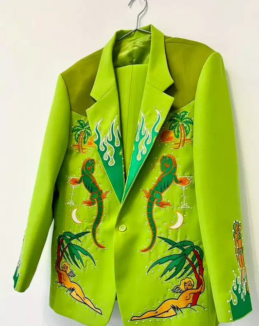 Men 2pc Green Suits (NS-226) Bespoke Point