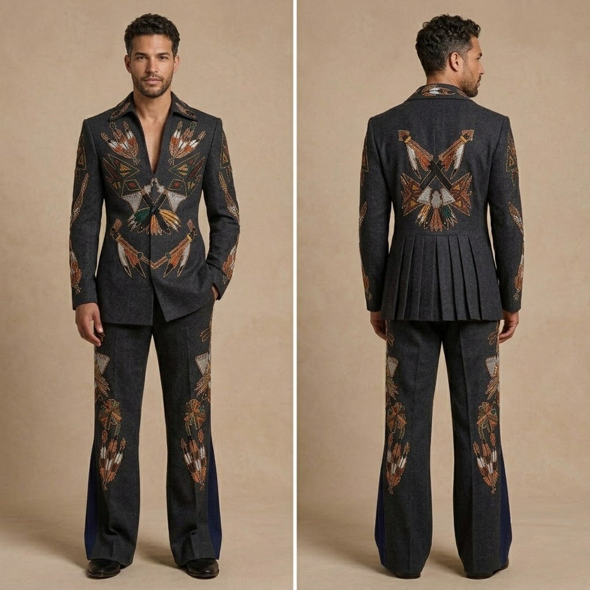 Men 2pc French Rococo Fashion 18th Century Suit Costume(HS) Bespoke Point