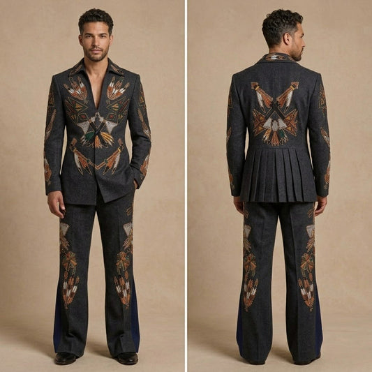 Men 2pc French Rococo Fashion 18th Century Suit Costume(HS) Bespoke Point