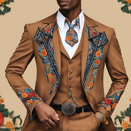 Men 2pc Ivory Embroidery Suit (NS-34) Bespoke Point