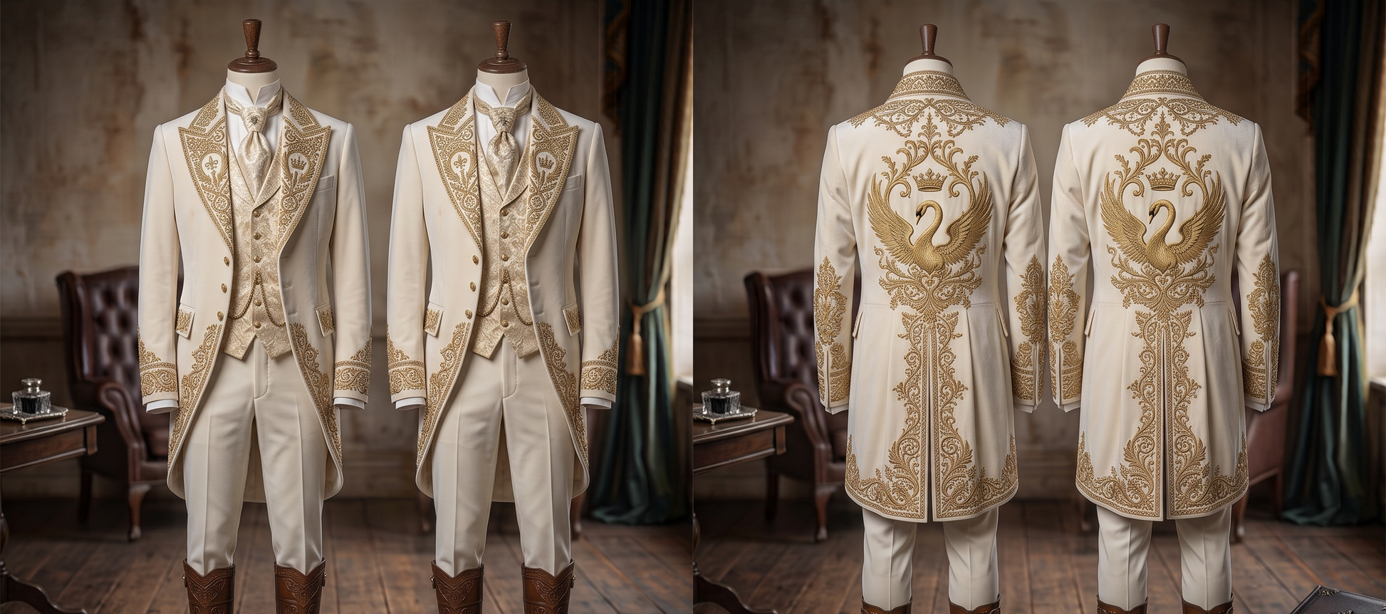 Men 2pc French Rococo Fashion 18th Century Suit Costume(HS) Bespoke Point