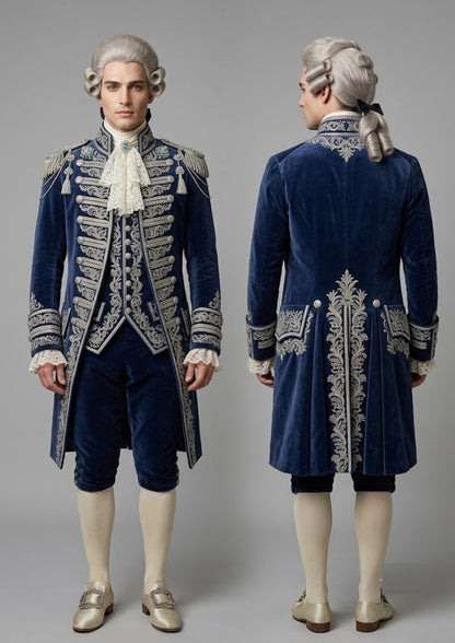 Men 2pc French Rococo Fashion 18th Century Suit Costume(HS) Bespoke Point