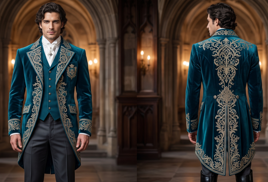 Men 2pc French Rococo Fashion 18th Century Suit Costume(HS) Bespoke Point