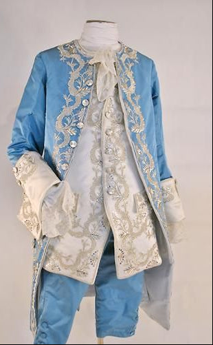Men 3pc French Rococo Fashion 18th Century Suit Costume Hand Embroidery Free Lace Jabots & Cuff (HS-83) Bespoke Point