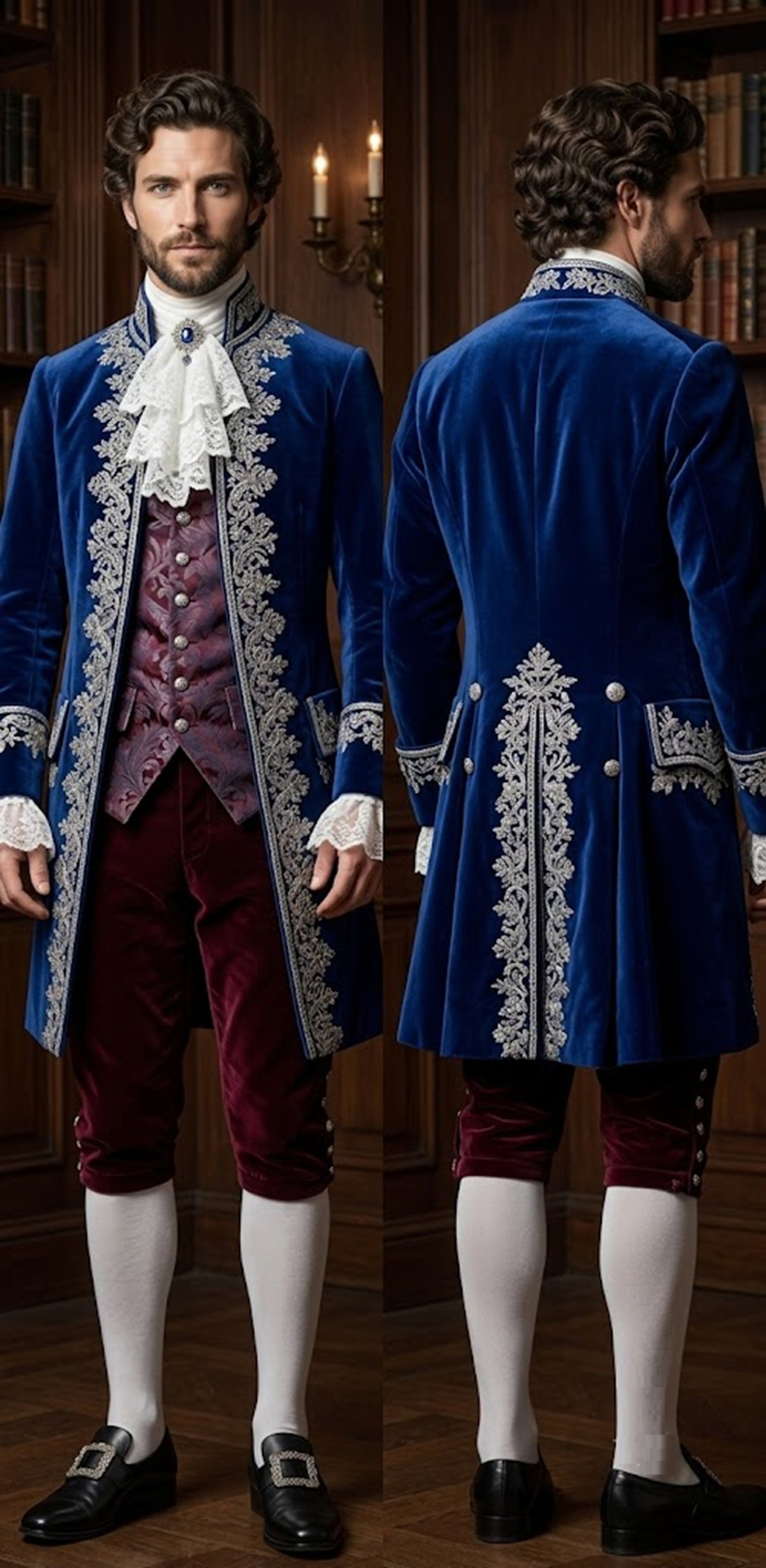 Men 2pc French Rococo Fashion 18th Century Suit Costume(HS) Bespoke Point
