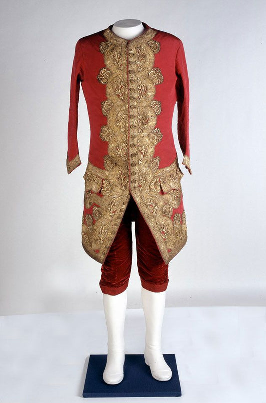 Men 3pc French Rococo Fashion 18th Century Suit Costume Hand Embroidery Free Lace Jabots & Cuff (HS-110) Bespoke Point