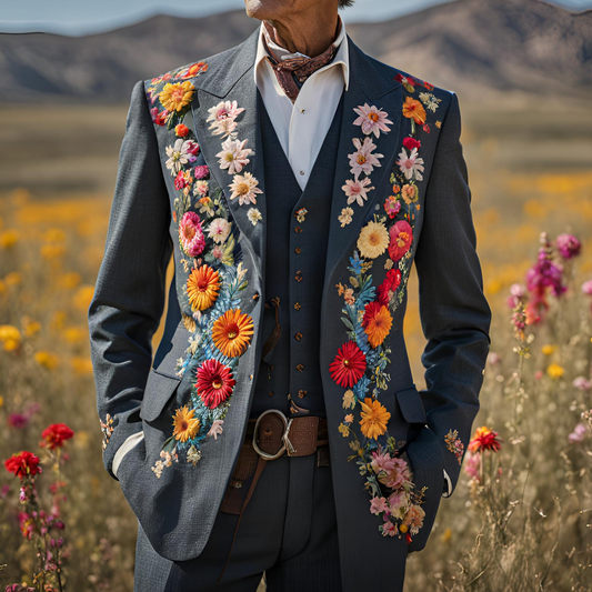 Men 2pc Ivory Embroidery Suit (NS-36) Bespoke Point