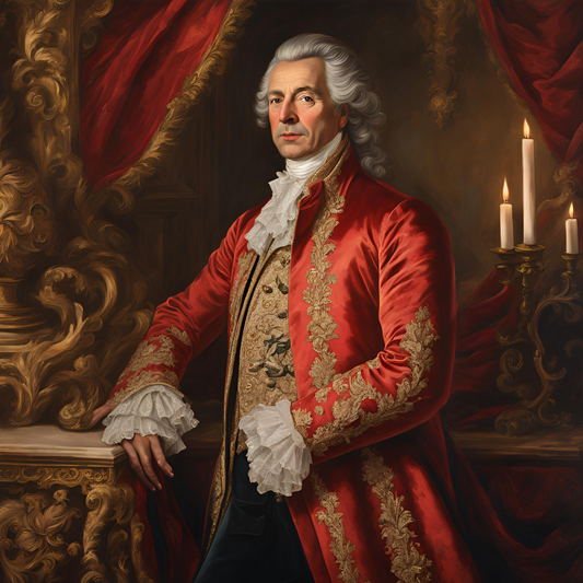 Men 3pc French Rococo Fashion 18th Century Suit Costume Hand Embroidery Free Lace Jabots & Cuff (HS-54) Bespoke Point