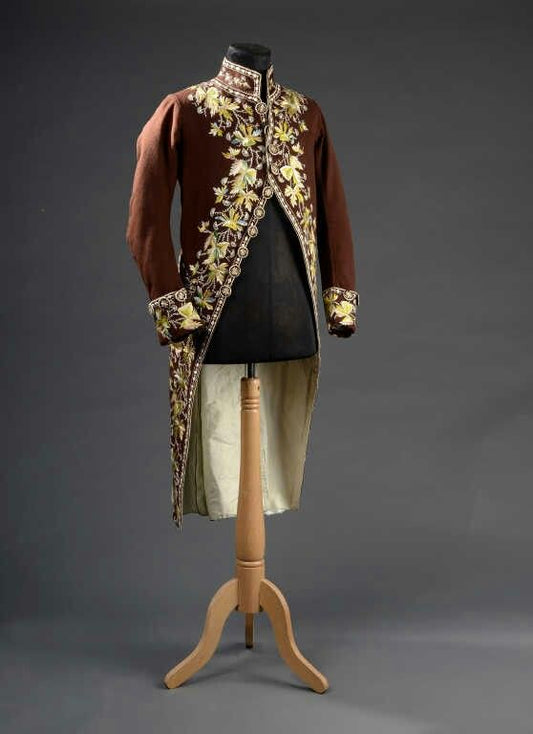 Men 3pc French Rococo Fashion 18th Century Suit Costume Hand Embroidery Free Lace Jabots & Cuff (HS-150) Bespoke Point