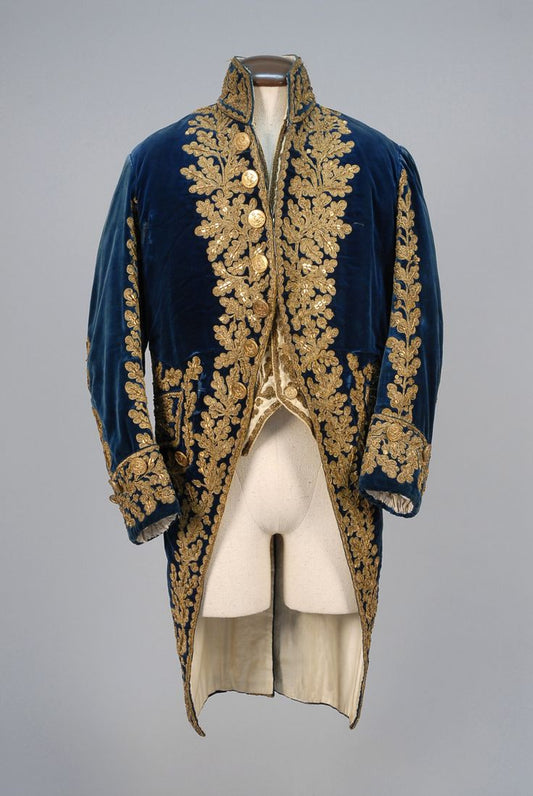 Men 3pc French Rococo Fashion 18th Century Suit Costume Hand Embroidery Free Lace Jabots & Cuff (HS-77) Bespoke Point